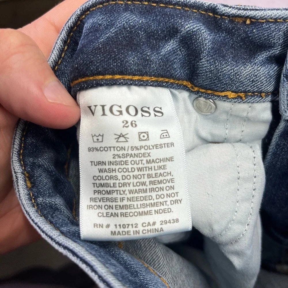Vigoss Distressed Jagger Skinny Jeans‎ Womens 26 Waist Blue Denim Stretch 2480